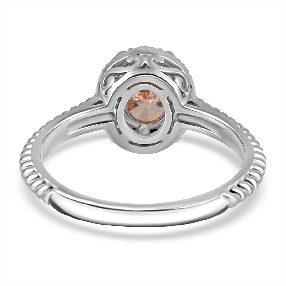 1.1.Ct NY Closeout - Luxuriant Pink &amp; SI-G-H Lab Grown Diamond Halo Ring in 14K White &amp; Rose Gold 1. V32511901 3