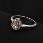 Luxuriant - 14K White Gold Lab Grown Pink & White Diamond Tear Drop Ring 1.10 Ct._7998688_1