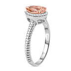 Luxuriant - 14K White Gold Lab Grown Pink & White Diamond Tear Drop Ring 1.10 Ct._7998688_3
