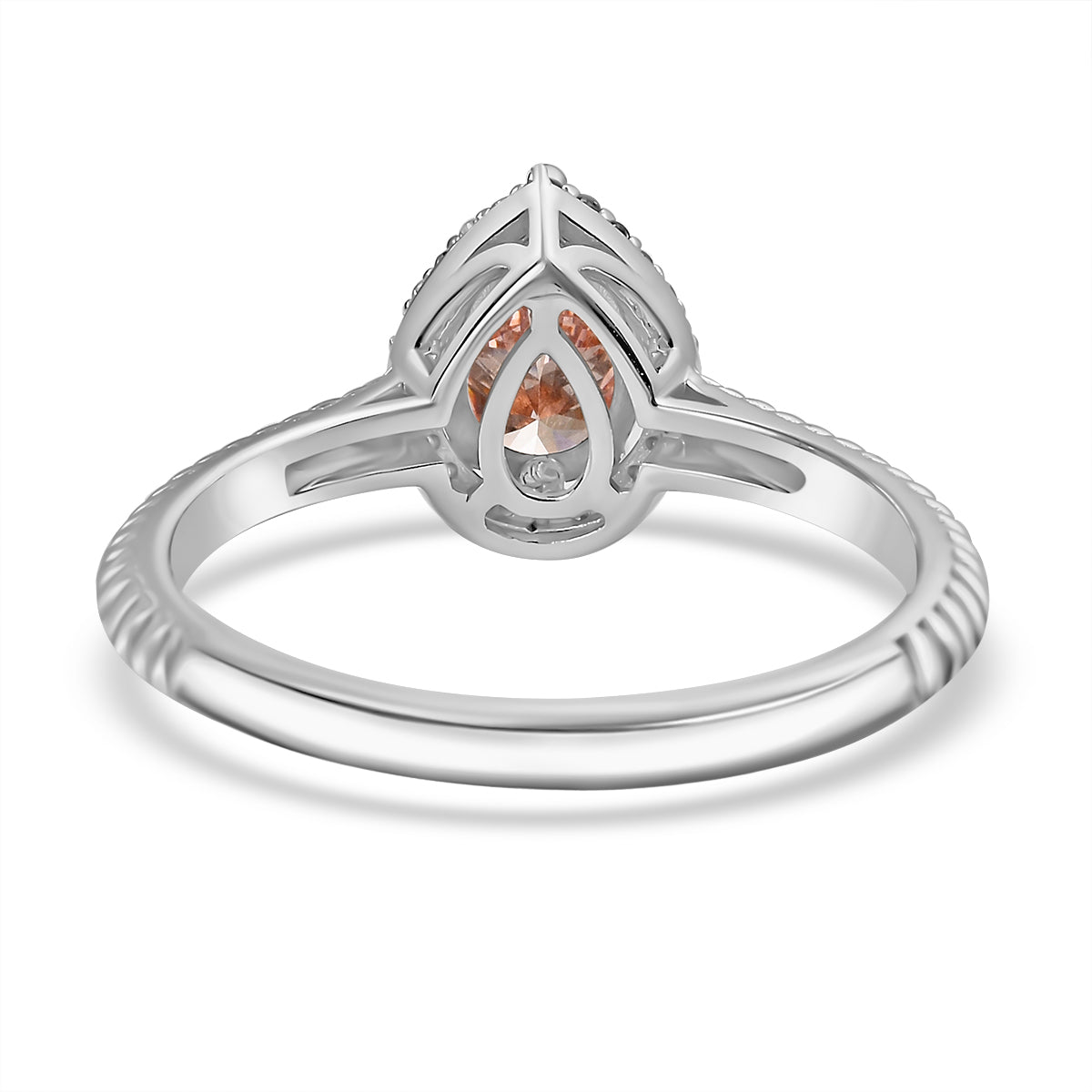 LUXURIANT 14K White and Rose Gold (VS-SI) Lab Grown Pink and (I1/G-H) White Diamond Tear Drop Ring 1.10 Ct. 7998688 4