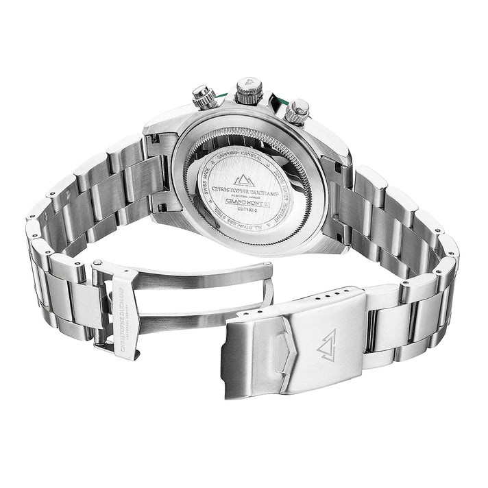 CHRISTOPHE DUCHAMP Grand Mont Ceramic Swiss Quartz 20ATM WR White Dial &amp; Silver Case Mens Watch with Silver Stainless Steel Strap 7998847 2