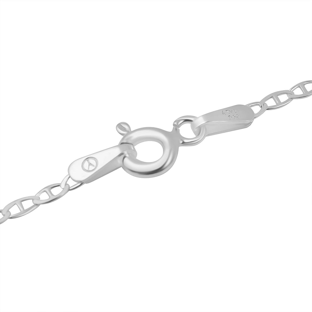 Rhodium Overlay Sterling Silver Chain (Size - 24) With Lobster Clasp