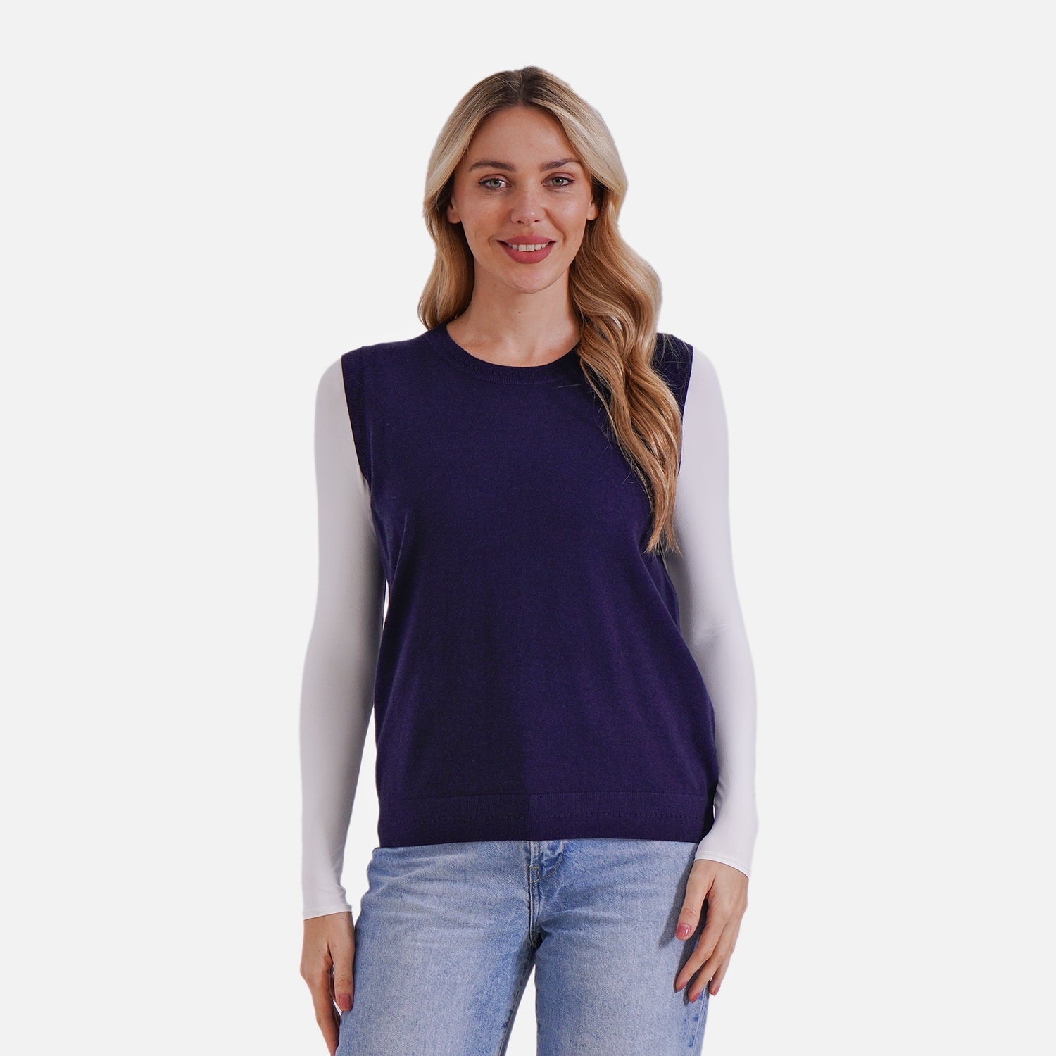 La Marey Casual Round Neck Knitted Vest (Size XL) - Blue V32528893 0