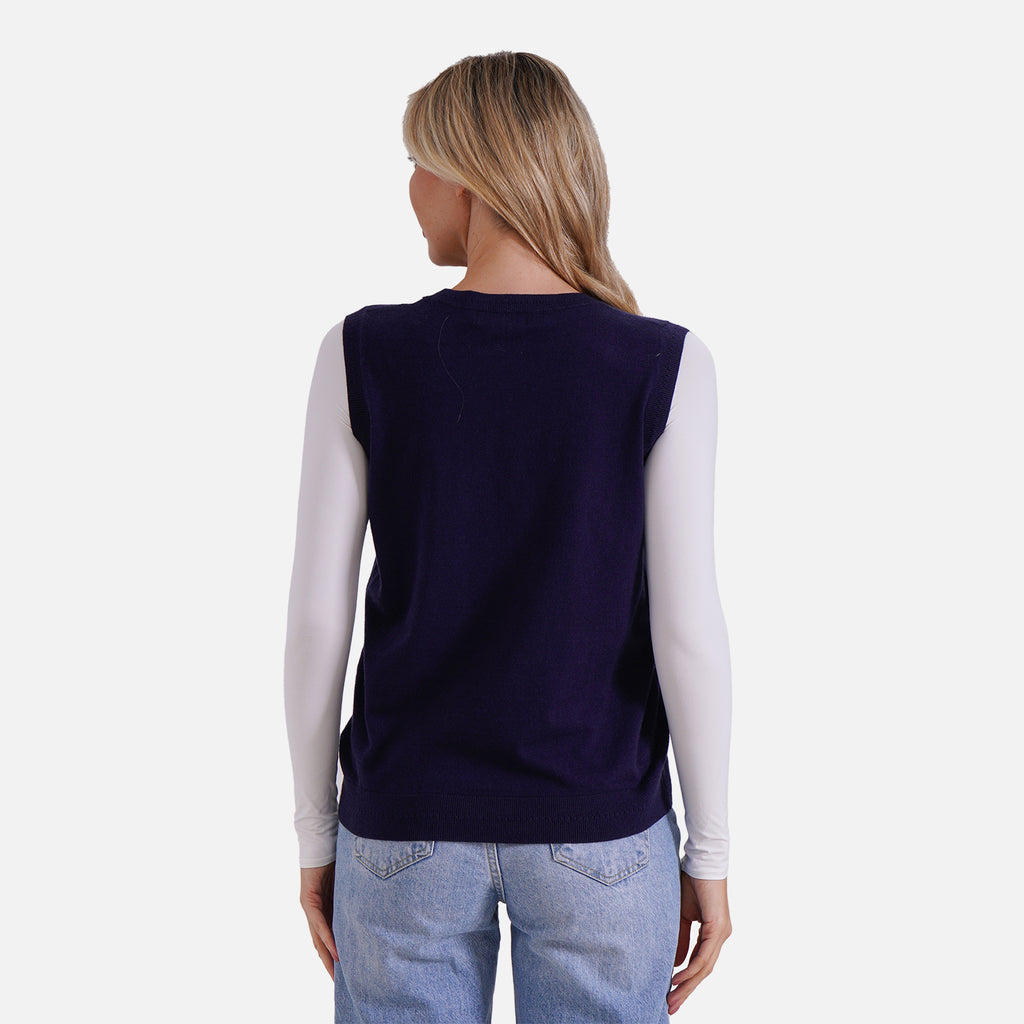 La Marey Casual Round Neck Knitted Vest (Size XL) - Blue_7999380_1
