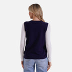 La Marey Casual Round Neck Knitted Vest (Size XL) - Blue_7999380_1