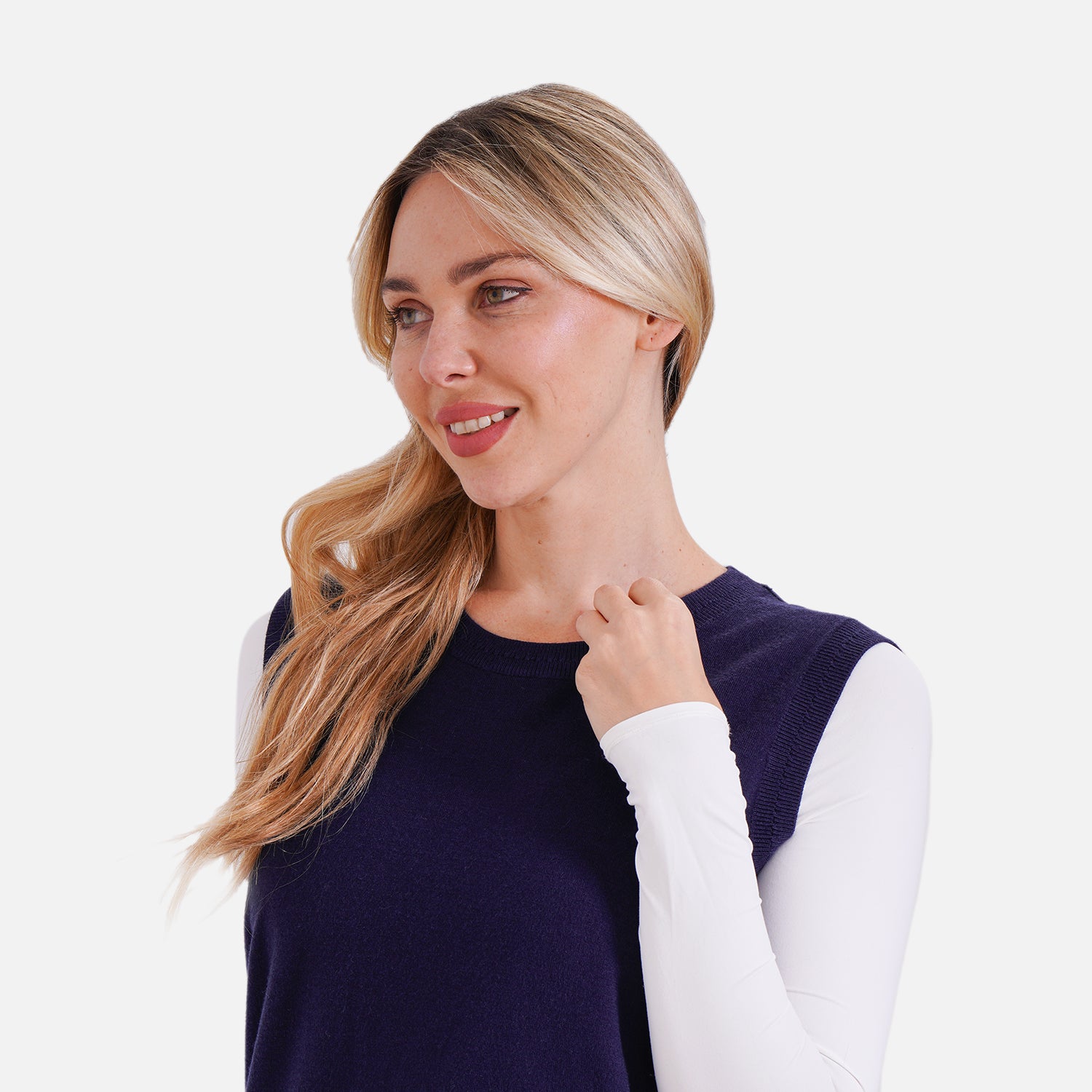 La Marey Casual Round Neck Knitted Vest (Size XL) - Blue V32528893 5