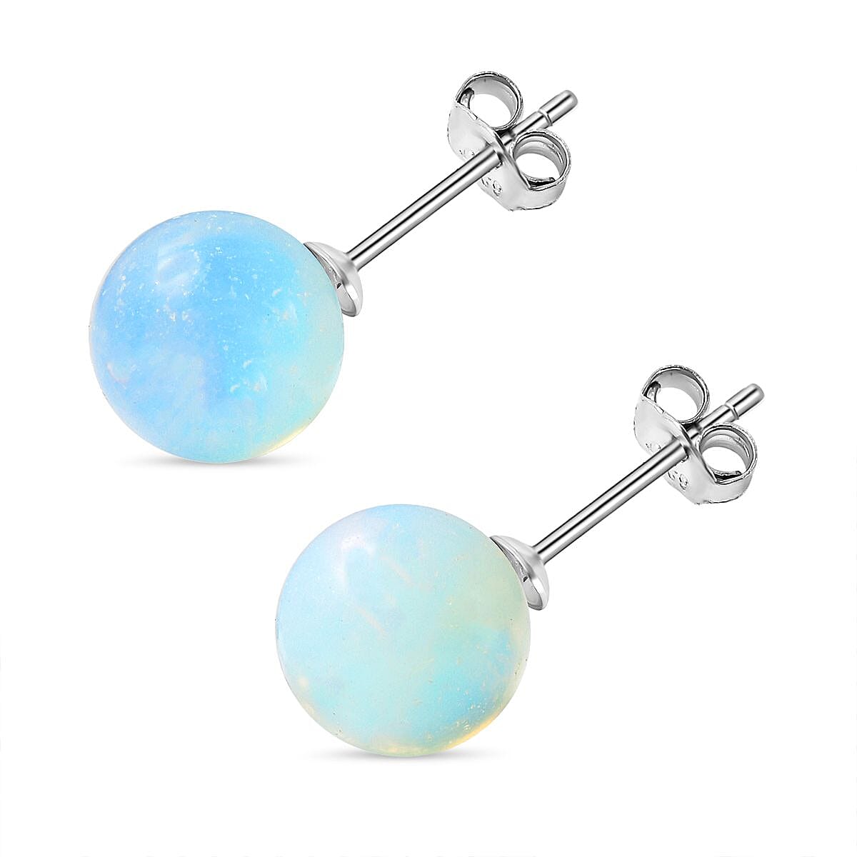 8 Ct Opalite Solitaire Stud Earrings in Rhodium Plated Sterling Silver 3513044 4