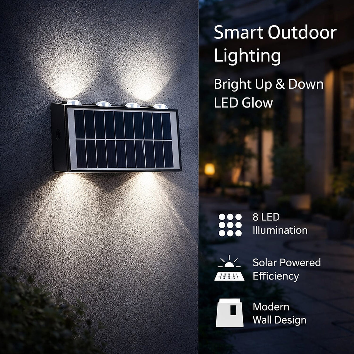 8-LED Outdoor Solar Light - IP65 Waterproof with Warm White &amp; Neutral Light - Courtyard &amp; Roadside Use 8093910 2