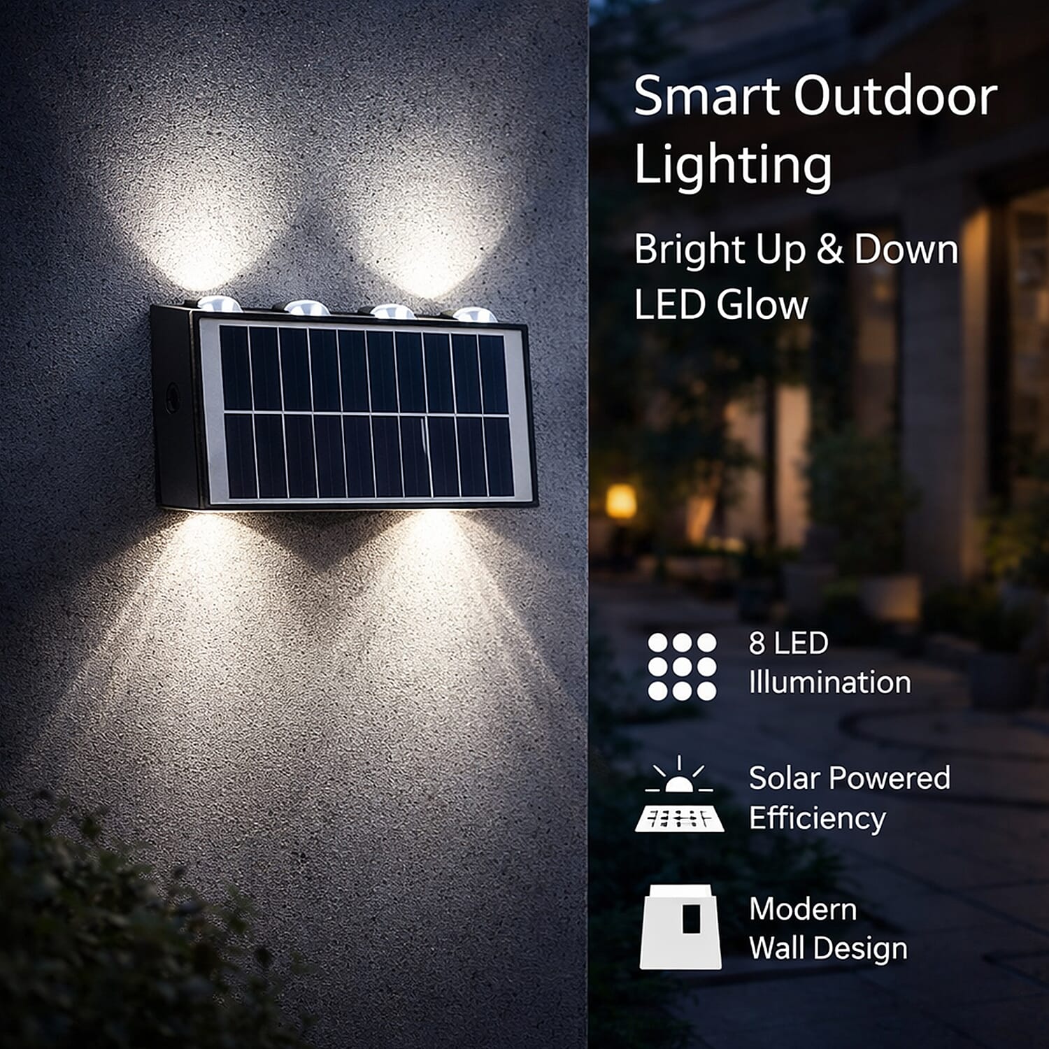 8-LED Outdoor Solar Light - IP65 Waterproof with Warm White &amp; Neutral Light - Courtyard &amp; Roadside Use 8093910 2