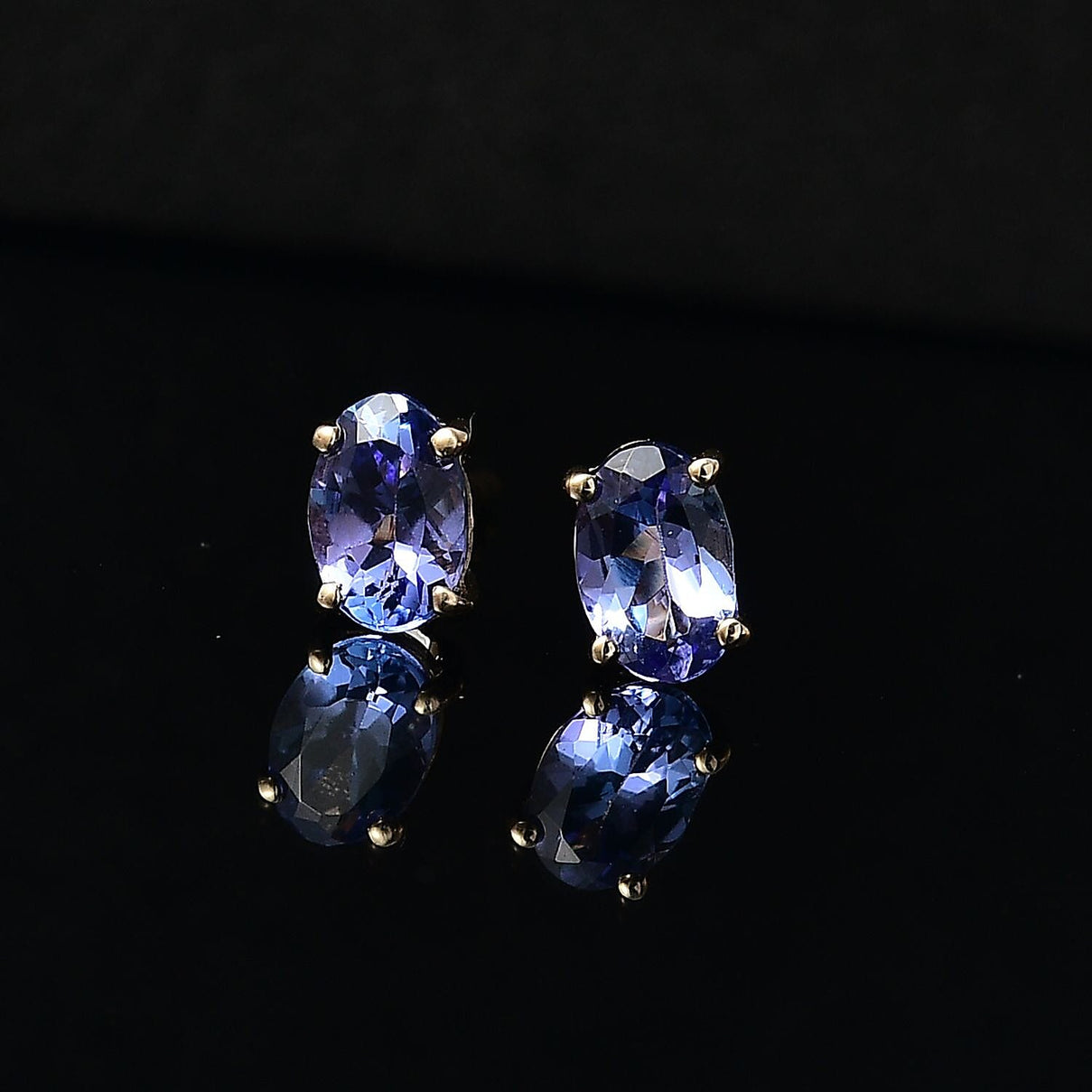 14K Yellow Gold AA Tanzanite Solitaire Stud Earrings, 1 Ct 8000398 2
