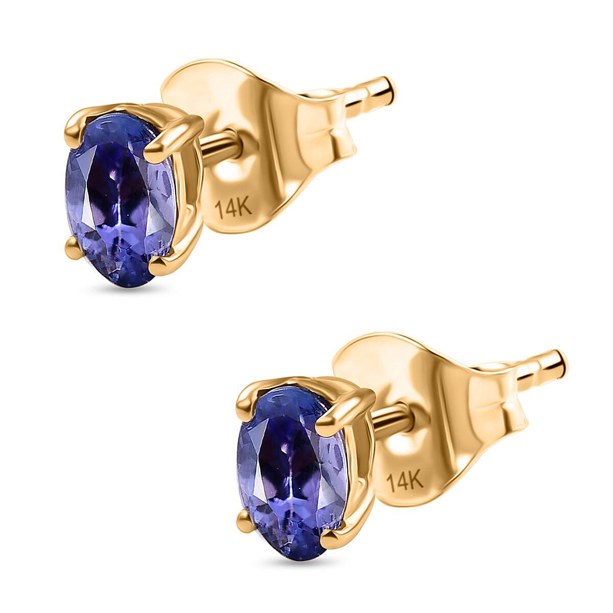 14K Yellow Gold AA Tanzanite Solitaire Stud Earrings, 1 Ct 8000398 4