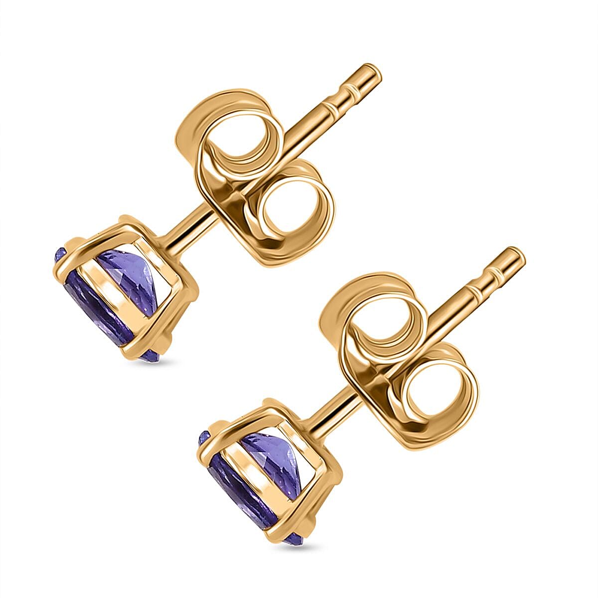 14K Yellow Gold AA Tanzanite Solitaire Stud Earrings, 1 Ct 8000398 5