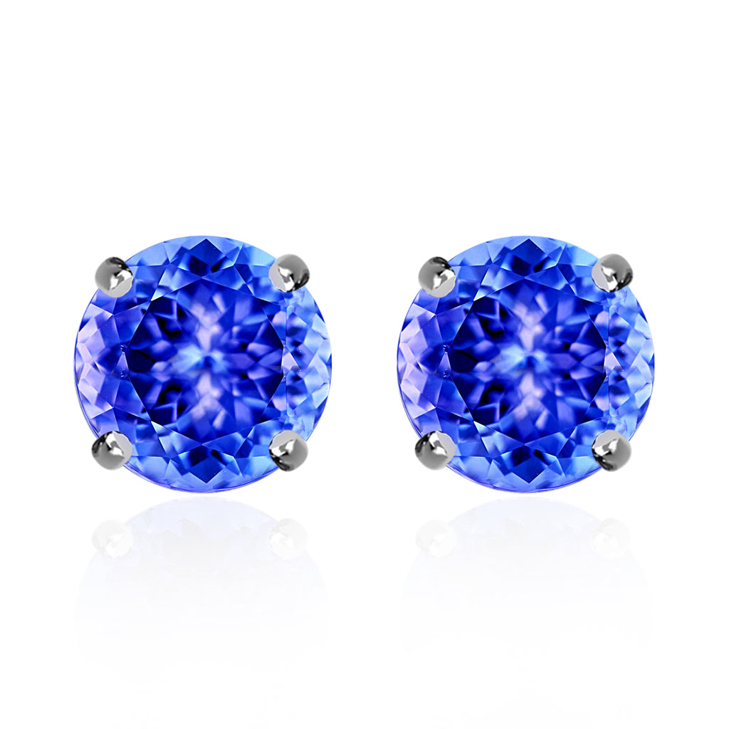 14K Yellow Gold Tanzanite Solitaire Stud Push Post Earring with Push Back 2.95 Ct._8000447