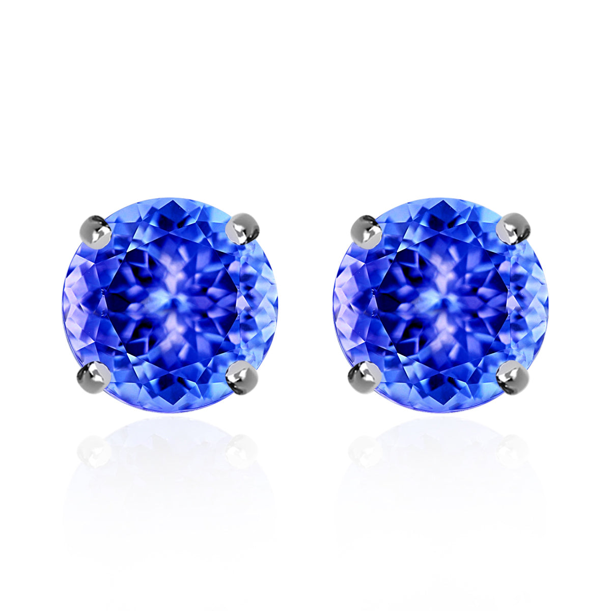 14K White Gold AA Tanzanite Solitaire Stud Earrings 8000447 0