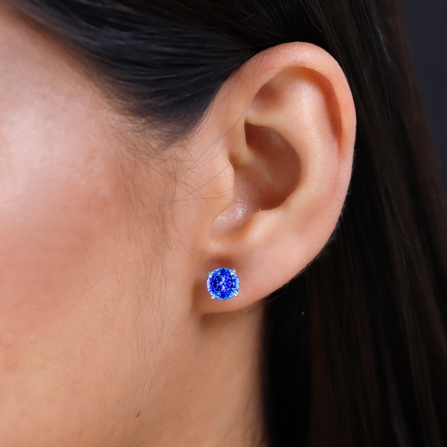 14K White Gold AA Tanzanite Solitaire Stud Earrings 8000447 2