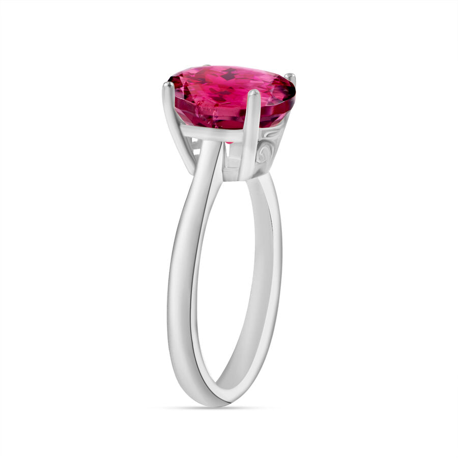 Rubellite  Solitaire Ring in Platinum Overlay Sterling Silver 2.53 ct  2.530  Ct. 8000826 2