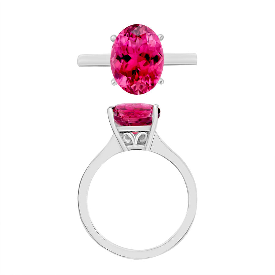 Rubellite  Solitaire Ring in Platinum Overlay Sterling Silver 2.53 ct  2.530  Ct. 8000826 3