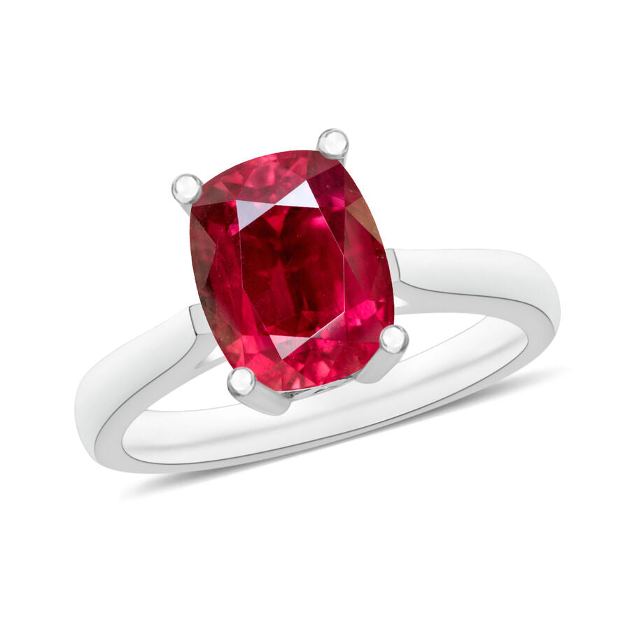 Rubellite  Solitaire Ring in Platinum Overlay Sterling Silver 1.36 ct  1.360  Ct. 8001115 0