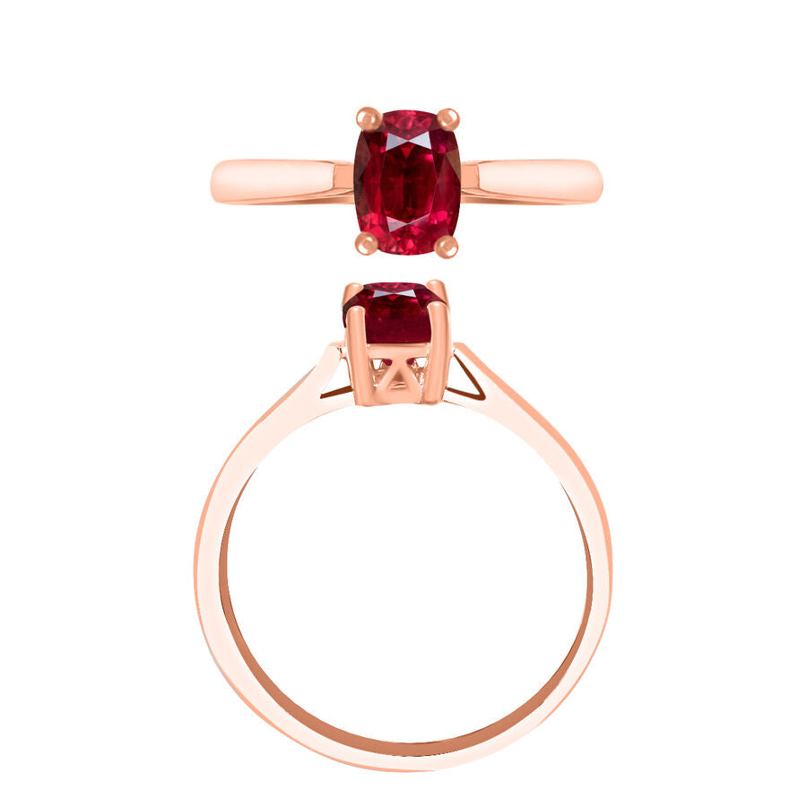 18K Rose Gold  AAA   Rubellite  Solitaire Ring 1.36 ct,  Gold Wt. 5.5 Gms  1.360  Ct. 8001251 3