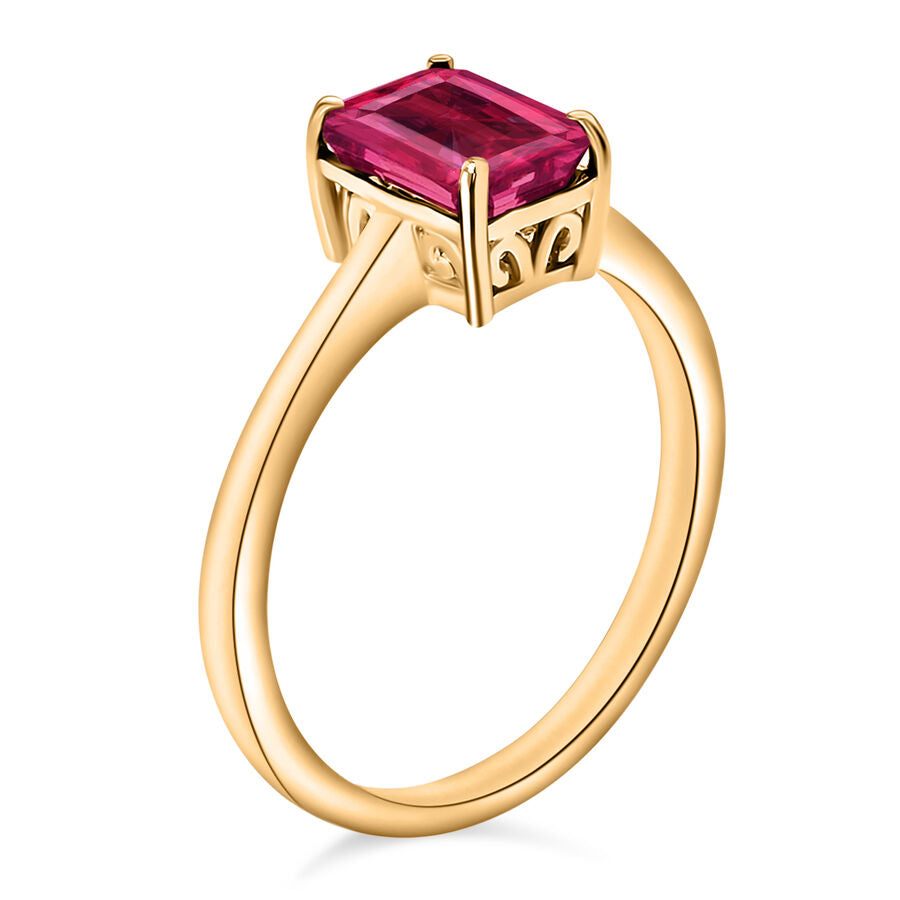 18K Yellow Gold   Rubellite  Solitaire Ring 1.36 ct,  Gold Wt. 5.5 Gms  1.360  Ct. 8001574 2