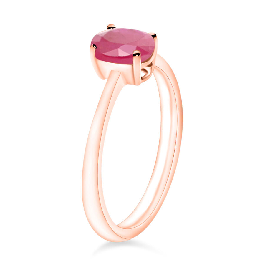 14K Rose Gold  AA   Mozambique Ruby  Solitaire Ring 1.10 ct,  Gold Wt. 4 Gms  1.100  Ct. 8001880 2