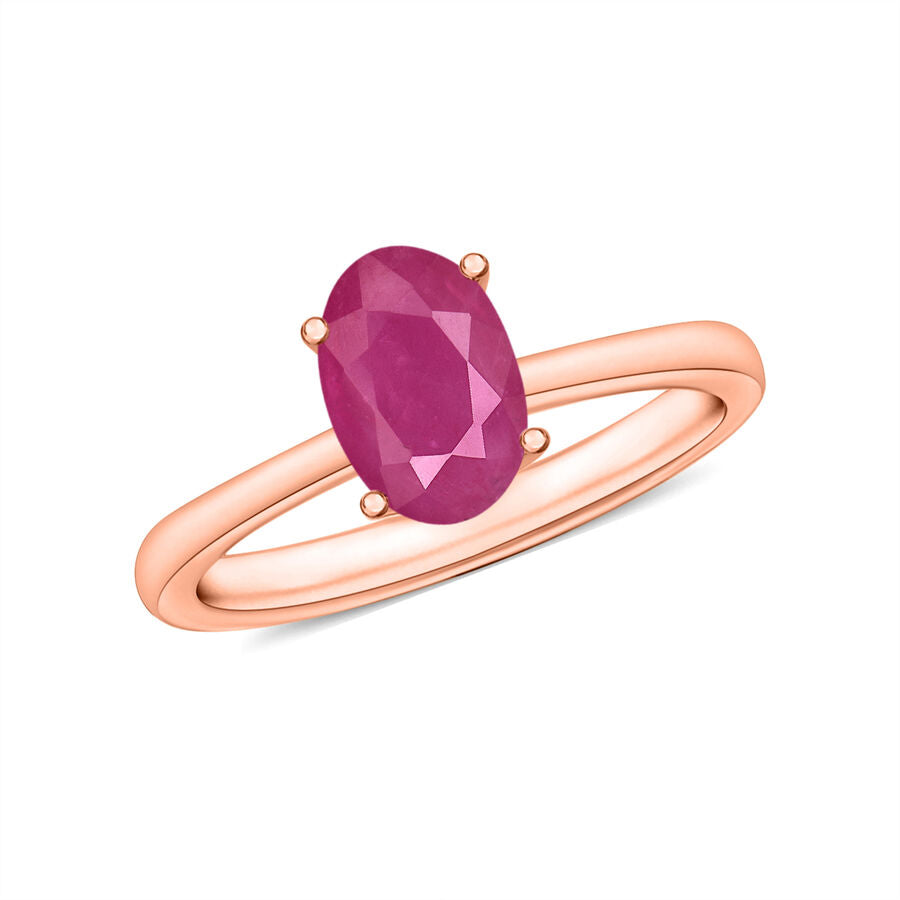 18K Rose Gold  AAA   Mozambique Ruby  Solitaire Ring 1.10 ct,  Gold Wt. 5.5 Gms  1.100  Ct. 8001931 0