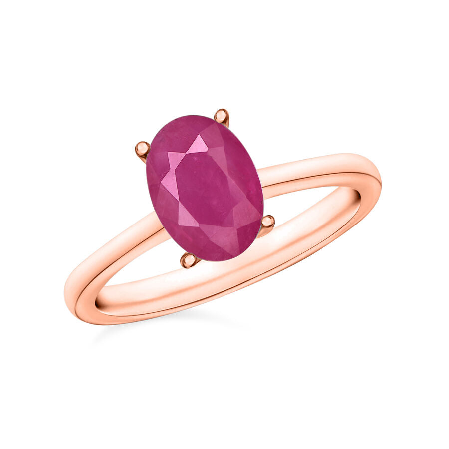 18K Rose Gold   Mozambique Ruby  Solitaire Ring 1.60 ct,  Gold Wt. 5.5 Gms  1.600  Ct. 8002101 0