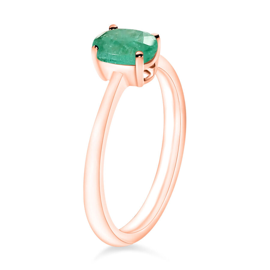 18K Rose Gold  AAA   Zambian Emerald  Solitaire Ring 0.82 ct,  Gold Wt. 5.5 Gms  0.820  Ct. 8002441 2