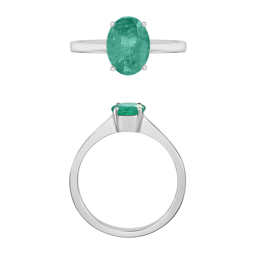 14K W Gold   Zambian Emerald  Solitaire Ring 1.20 ct,  Gold Wt. 4 Gms  1.200  Ct. 8002526 3