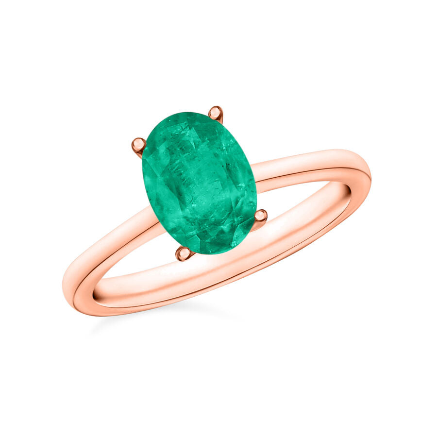 18K Rose Gold   Zambian Emerald  Solitaire Ring 1.20 ct,  Gold Wt. 5.5 Gms  1.200  Ct. 8002611 0