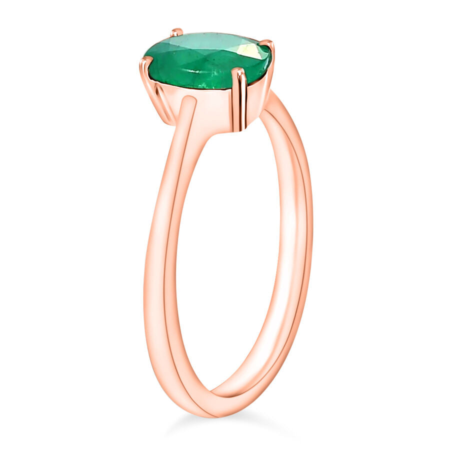 18K Rose Gold   Zambian Emerald  Solitaire Ring 1.20 ct,  Gold Wt. 5.5 Gms  1.200  Ct. 8002611 2