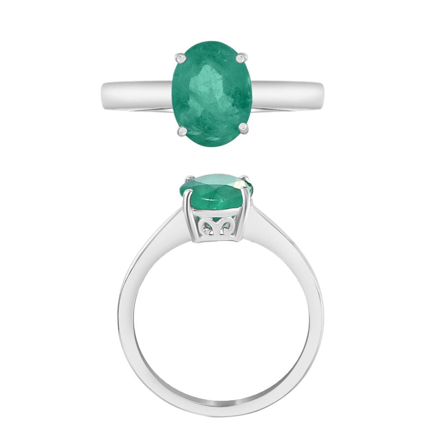 A  Zambian Emerald  Solitaire Ring in Platinum Overlay Sterling Silver 1.80 ct  1.860  Ct. 8002645 3