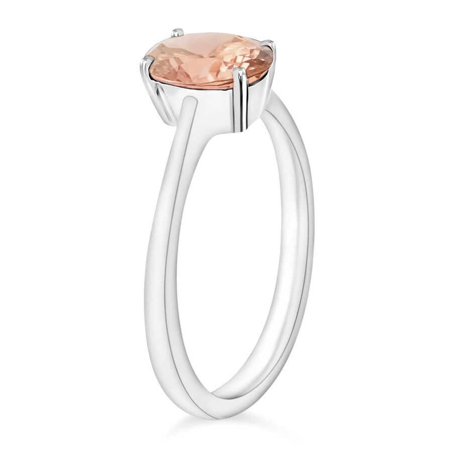 14K W Gold   Pink Morganite  Solitaire Ring 1.40 ct,  Gold Wt. 3 Gms  1.400  Ct. 8003342 2
