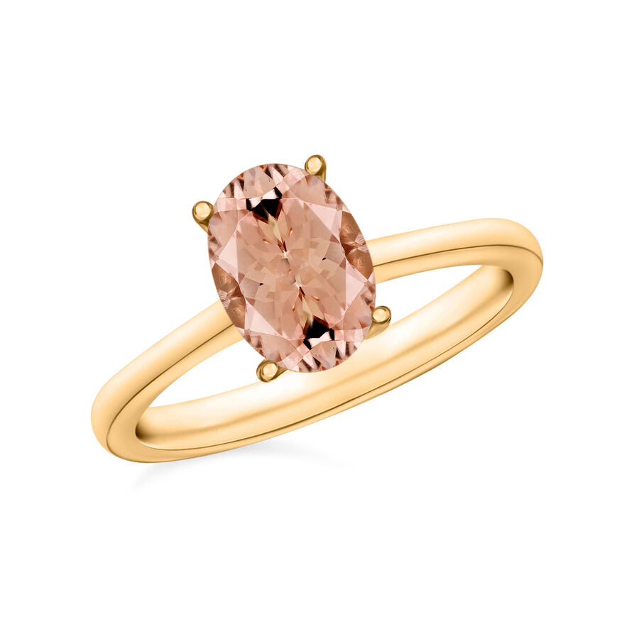 18K Yellow Gold   Pink Morganite  Solitaire Ring 1.40 ct,  Gold Wt. 3 Gms  1.400  Ct. 8003410 0
