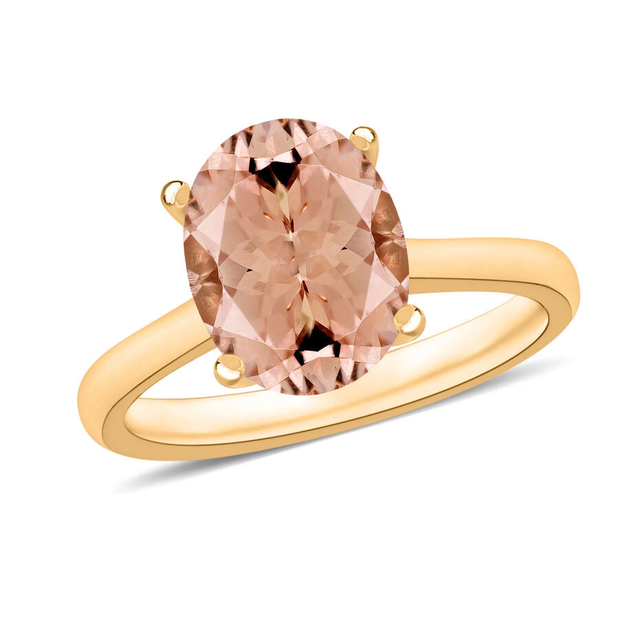 14K Yellow Gold  AAA   Pink Morganite  Solitaire Ring 5.00 ct,  Gold Wt. 4 Gms  5.000  Ct. 8003478 0