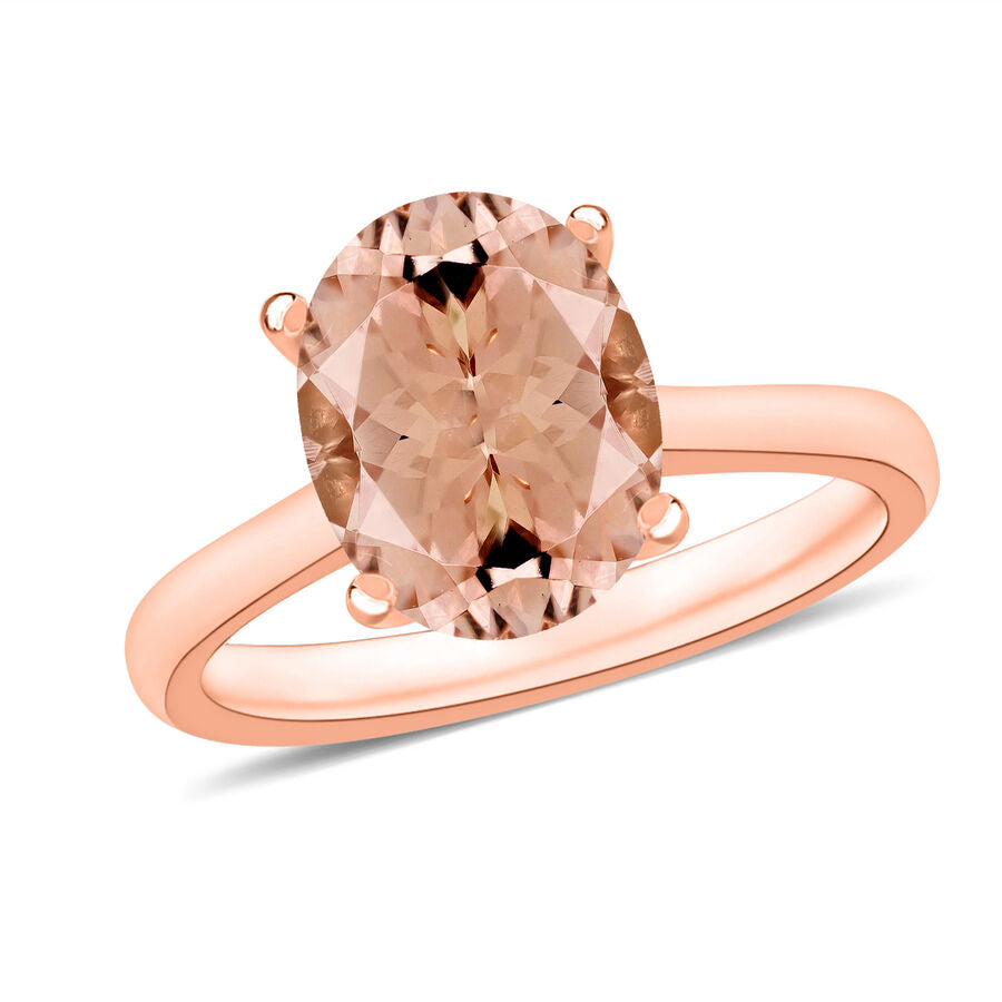 14K Rose Gold  AAA   Pink Morganite  Solitaire Ring 5.05 ct,  Gold Wt. 4 Gms  5.050  Ct. 8003495 0