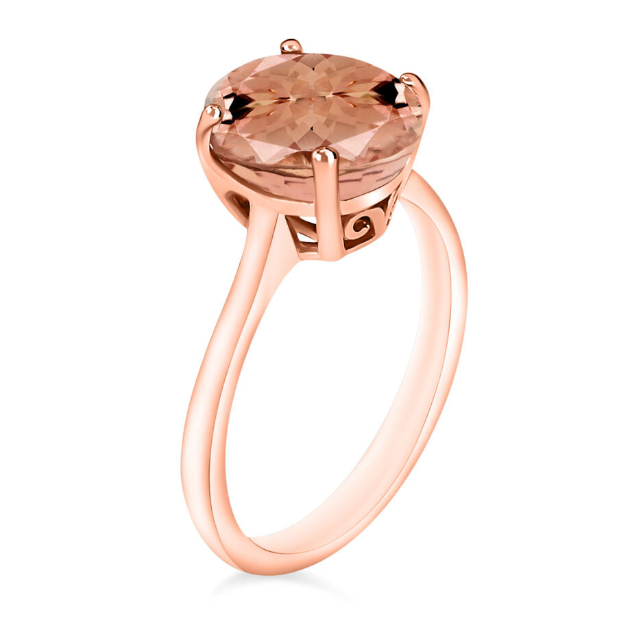 14K Rose Gold  AAA   Pink Morganite  Solitaire Ring 5.05 ct,  Gold Wt. 4 Gms  5.050  Ct. 8003495 2
