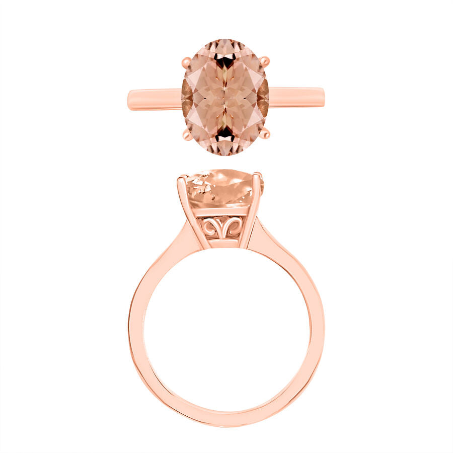 14K Rose Gold  AAA   Pink Morganite  Solitaire Ring 5.05 ct,  Gold Wt. 4 Gms  5.050  Ct. 8003495 3