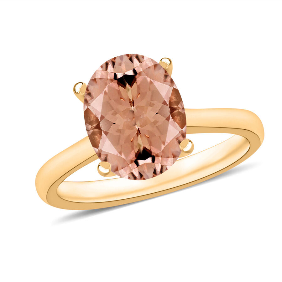 18K Yellow Gold   Pink Morganite  Solitaire Ring 5.05 ct,  Gold Wt. 5 Gms  5.050  Ct. 8003529 0