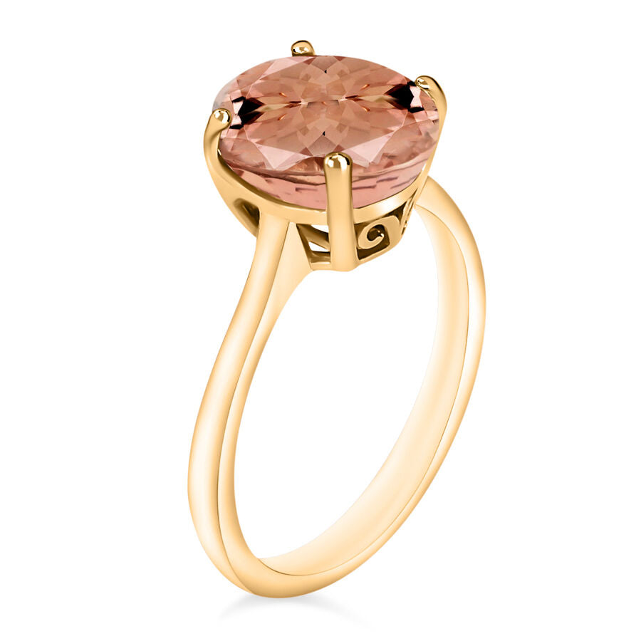18K Yellow Gold   Pink Morganite  Solitaire Ring 5.05 ct,  Gold Wt. 5 Gms  5.050  Ct. 8003529 2