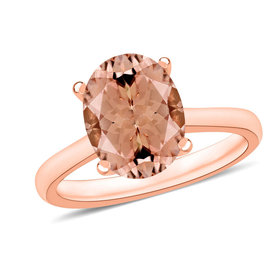 18K Rose Gold   Pink Morganite  Solitaire Ring 5.05 ct,  Gold Wt. 5 Gms  5.050  Ct. 8003546 0