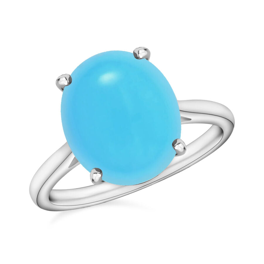 14K White Gold AAA  Arizona Sleeping Beauty Turquoise Solitaire Ring 2.60 Ct 8003614 0