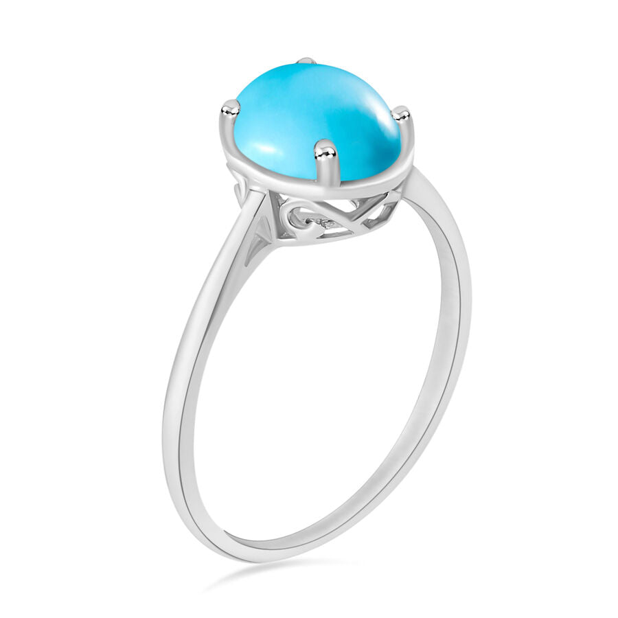 14K White Gold AAA  Arizona Sleeping Beauty Turquoise Solitaire Ring 2.60 Ct 8003614 2