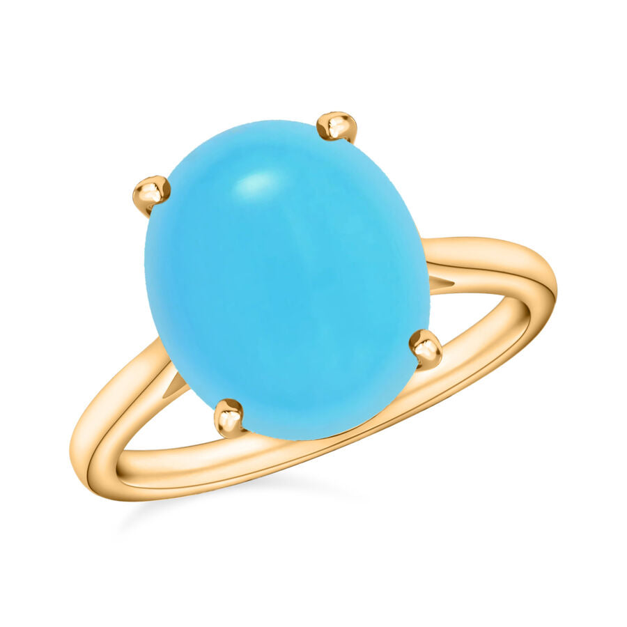 14K Yellow Gold AAA  Arizona Sleeping Beauty Turquoise Solitaire Ring 2.60 Ct 8003631 0