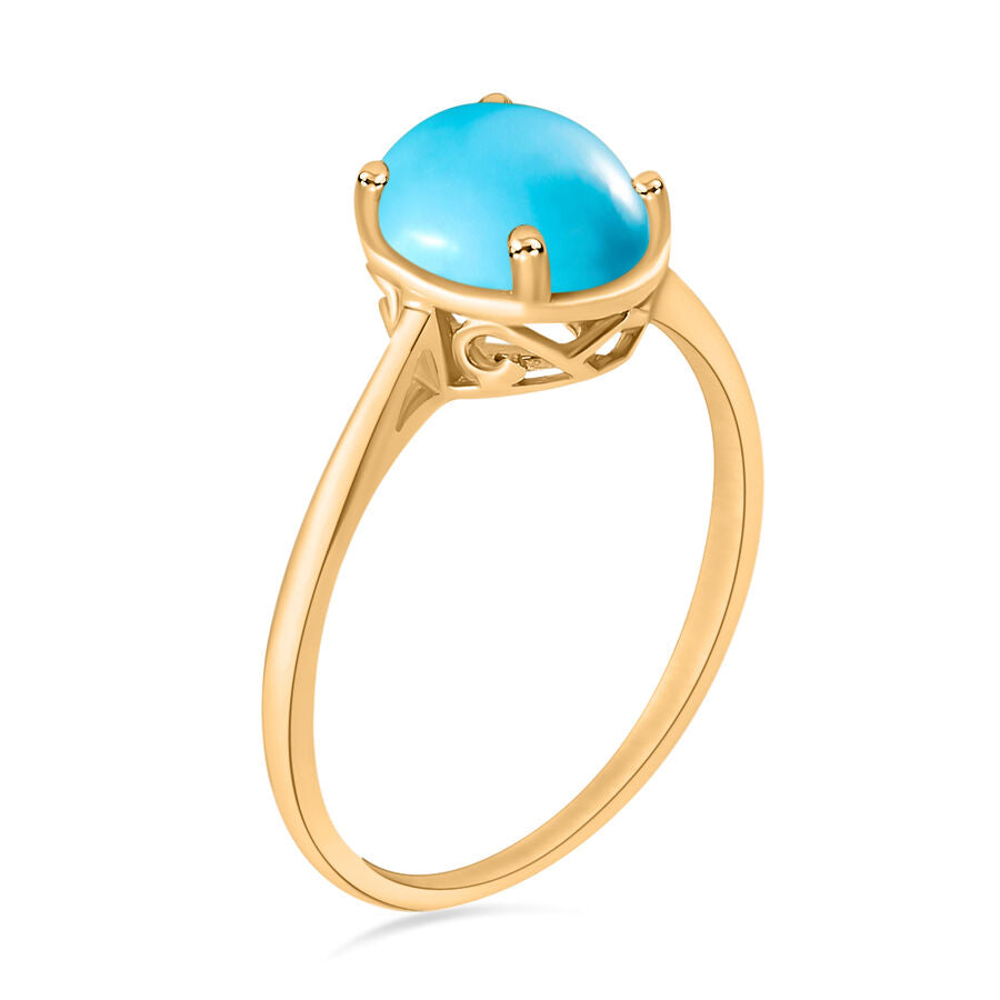 14K Yellow Gold AAA  Arizona Sleeping Beauty Turquoise Solitaire Ring 2.60 Ct 8003631 2