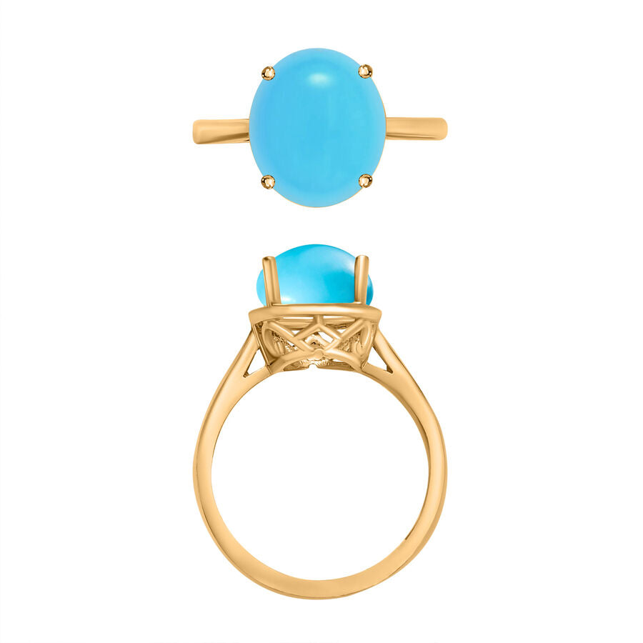 14K Yellow Gold AAA  Arizona Sleeping Beauty Turquoise Solitaire Ring 2.60 Ct 8003631 3
