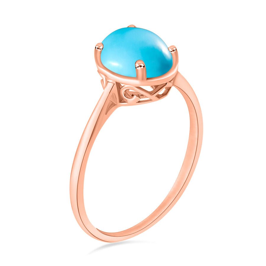 14K Rose Gold  AAA   Sleeping Beauty Turquoise  Solitaire Ring 2.60 ct,  Gold Wt. 5.5 Gms  2.600  Ct. 8003648 2