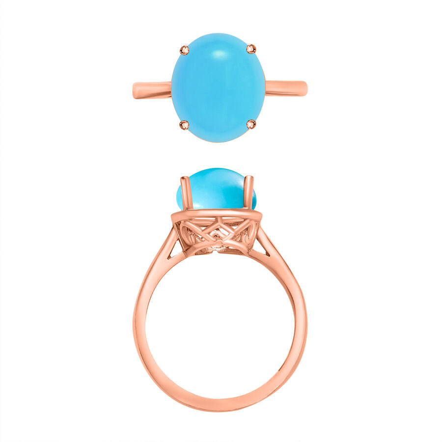 14K Rose Gold  AAA   Sleeping Beauty Turquoise  Solitaire Ring 2.60 ct,  Gold Wt. 5.5 Gms  2.600  Ct. 8003648 3