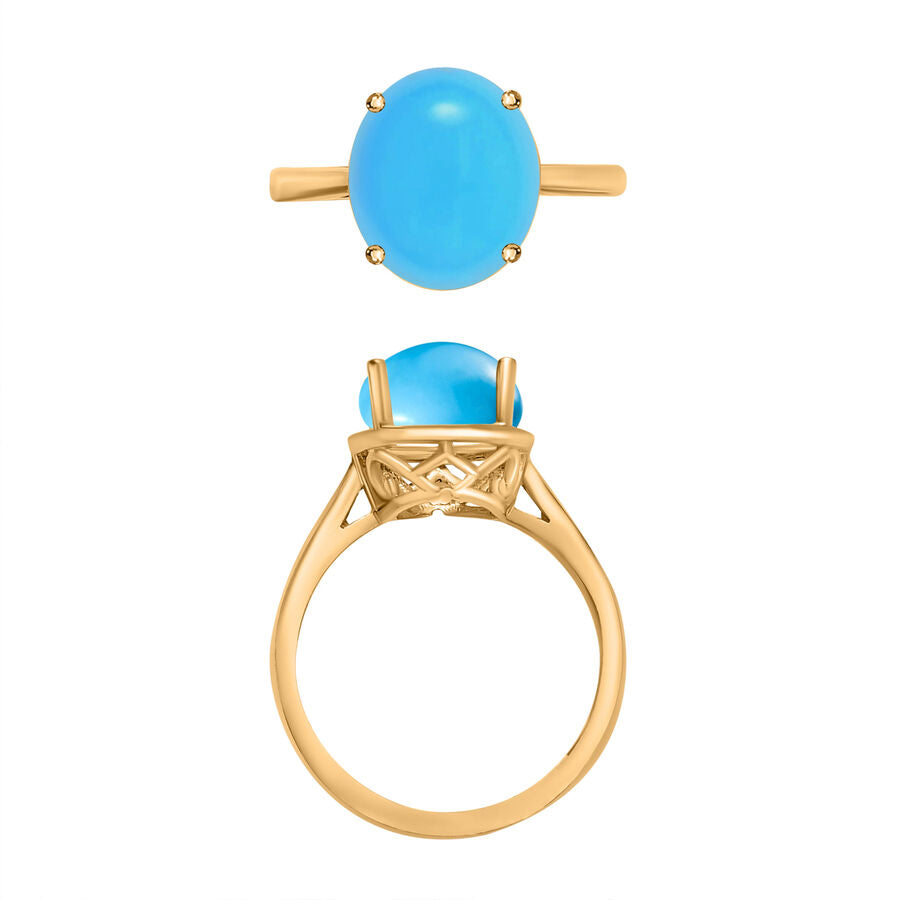 18K Yellow Gold  AAA   Sleeping Beauty Turquoise  Solitaire Ring 2.60 ct,  Gold Wt. 5 Gms  2.600  Ct. 8003682 3