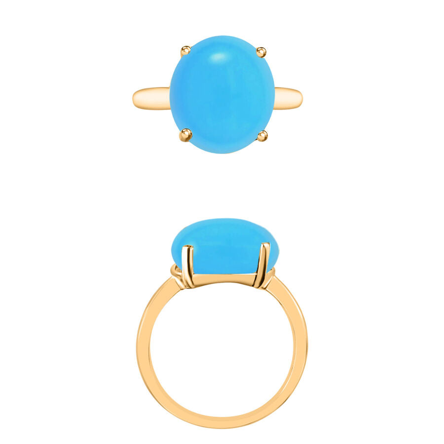 18K Yellow Gold  AAA   Sleeping Beauty Turquoise  Solitaire Ring 4.50 ct,  Gold Wt. 5.5 Gms  4.500  Ct. 8003852 3